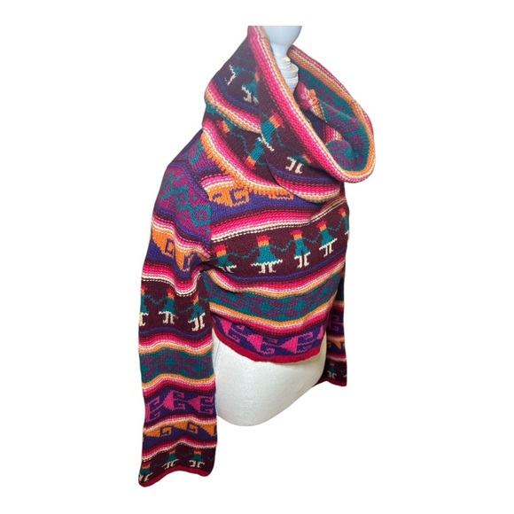 RARE H&M Designer Inspired Wool Aztec Boho Turtleneck Sweater Sz 10 - Picture 4 of 15